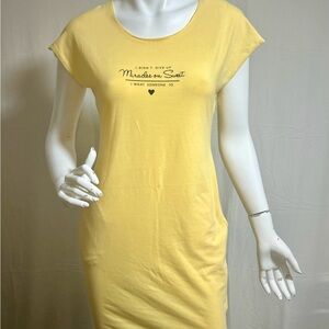 Women’s Yellow PRATO Mini Bodycon Dress Sleeveless Fitted Knit S: S with Pockets